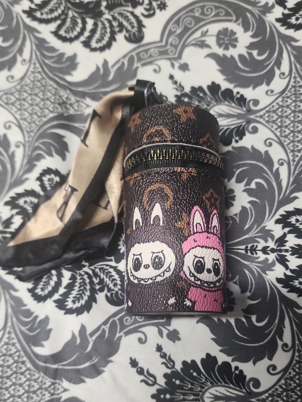 *INSPIRED* Labubu Cylinder Case in Brown & Pink